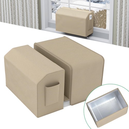 Forestchill 2 Pcs Window Air Conditioner Cover, Compatible with Midea U-shaped Window AC Units, Upgraded Insulated Outdoor & Indoor Window AC Covers Set, Full Coverage and Weatherproof for Winter