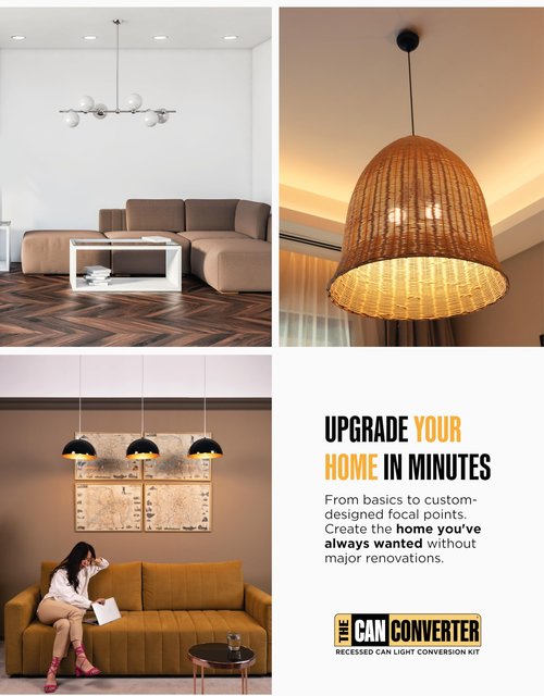 The Can Converter R4 Recessed Can Light Conversion Kit - Home Improvement for 4" Cans, Hardware Converter for Flush Mount Light, Hanging Pendant, & Light Fixture, up to 50 lbs Capacity, UL Certified