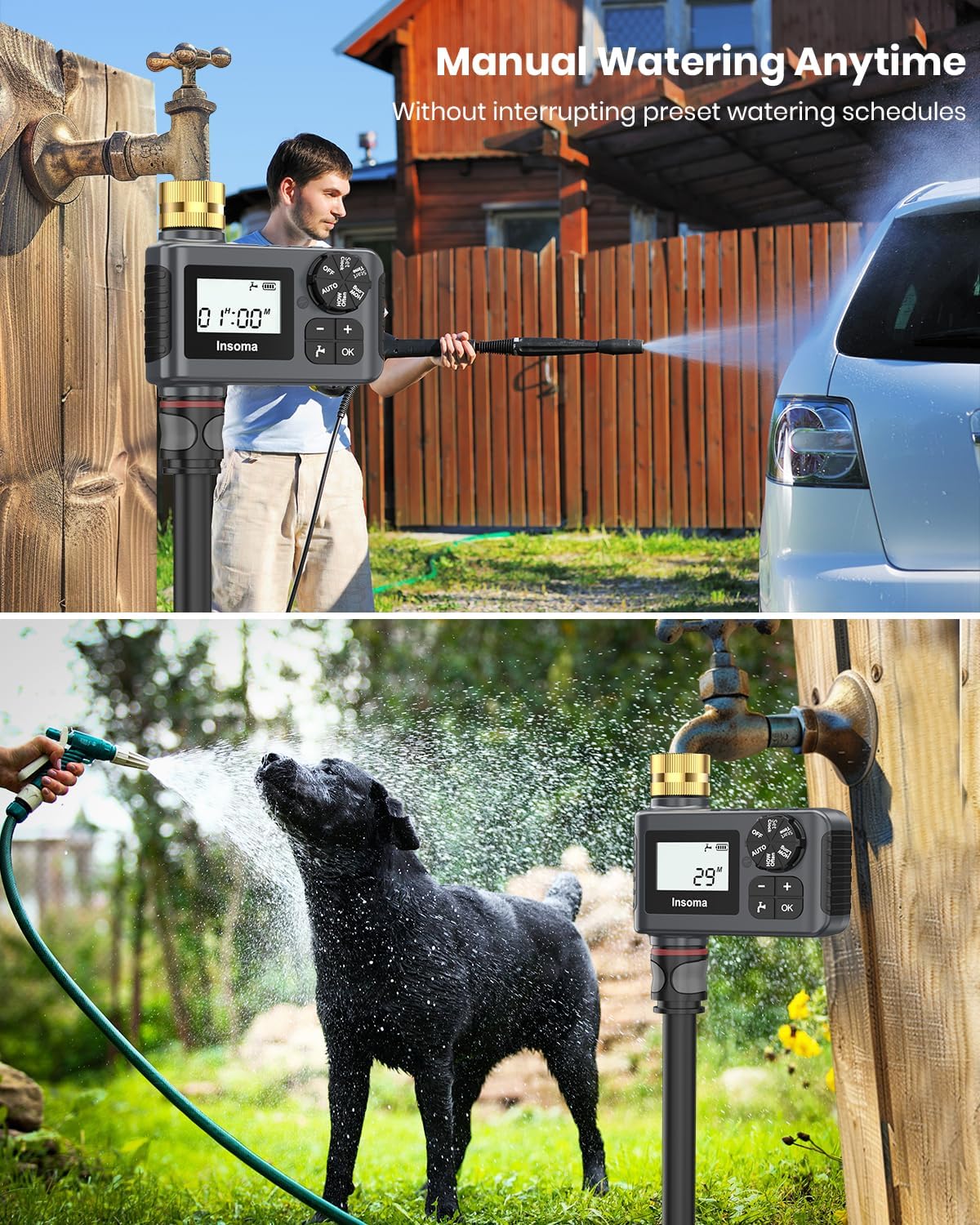 Skiennix Water Timer - 2 PCS Brass Inlet Sprinkler Timer with Rain Delay & Automatic Drip Irrigation System