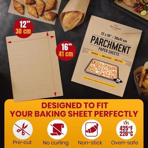 Baker's Signature Parchment Paper Sheets - 120 Precut Non-Stick 12x16 In | Unbleached, Non-Toxic, No Curling or Burning