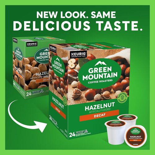 Green Mountain Coffee Roasters Hazelnut Decaf K-Cup Pods - Light Roast, 96 Count (4 Packs of 24)