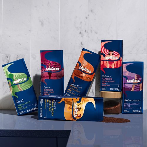 Lavazza Decaf Ground Coffee, Medium Roast, 100% Arabica, 12 oz Bag (Pack of 6)
