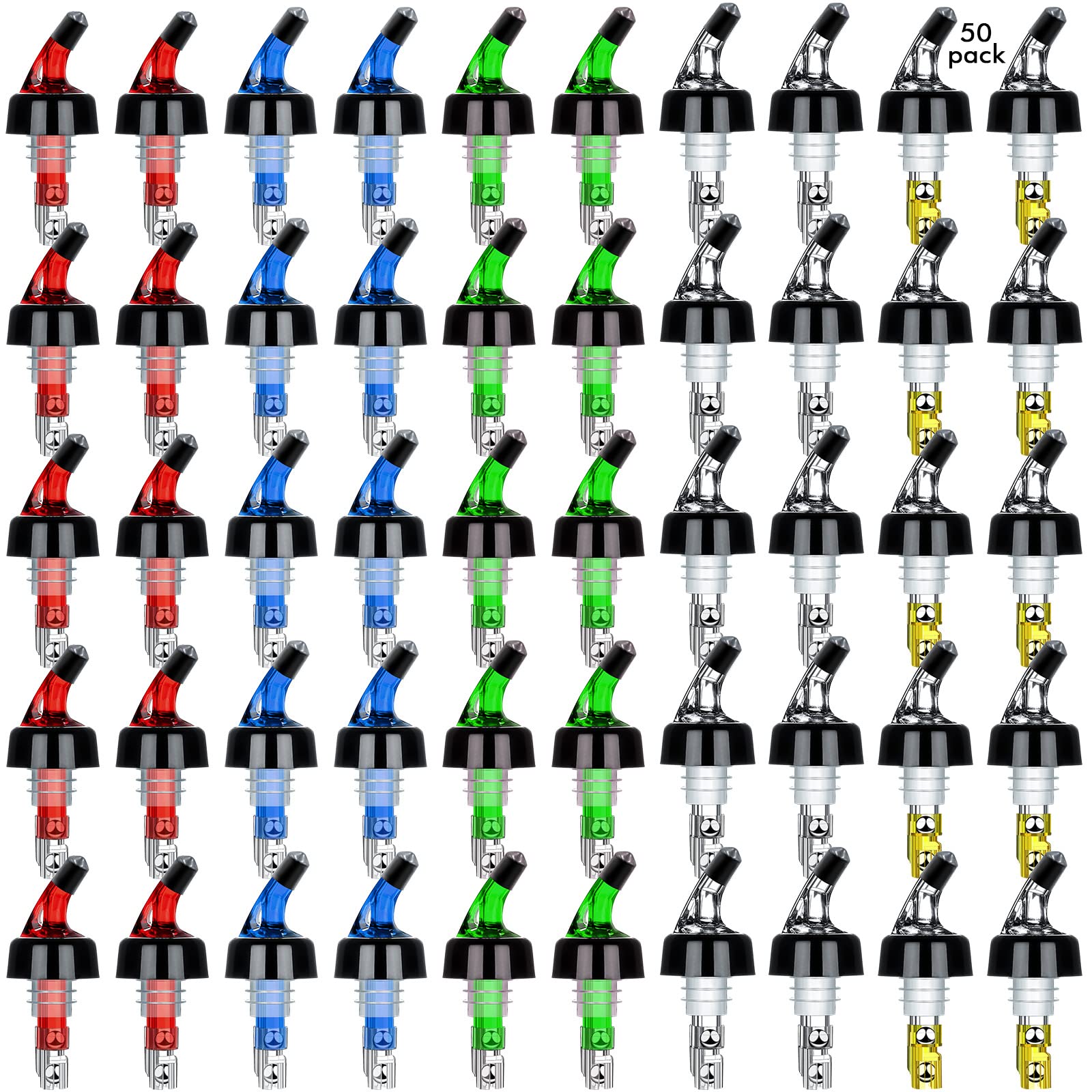 SuproBarware Automatic Measured Bottle Pourer Liquor Bottle Pourer Quick Shot Dispenser 1oz Liquor Pour Spout for Alcohol,Wine,Spirits, Home Bar Kitchen Tools 50 Pack