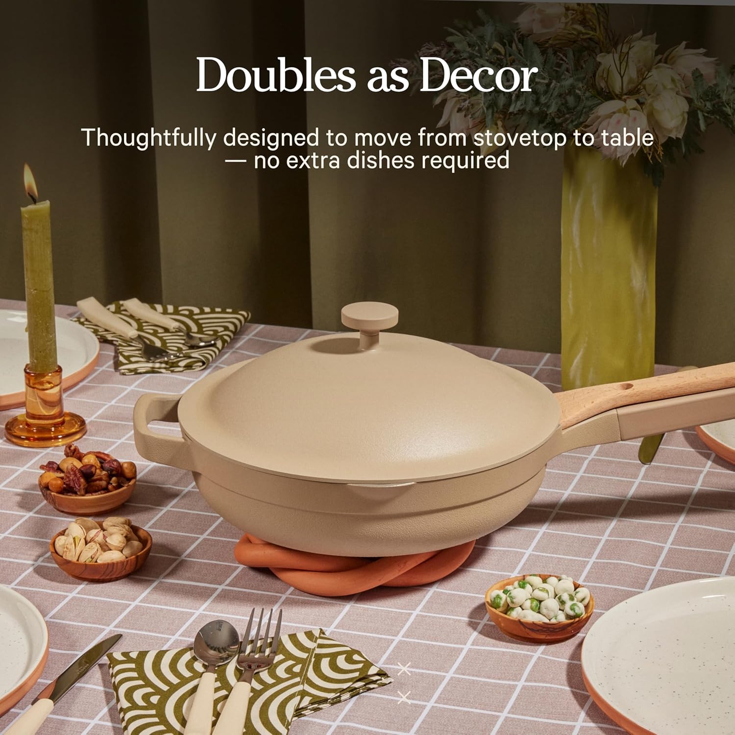Our Place Large Always Pan - 12.5" Nonstick Ceramic Cookware with Modular Lid & Beechwood Spatula | Oven-Safe to 450°F