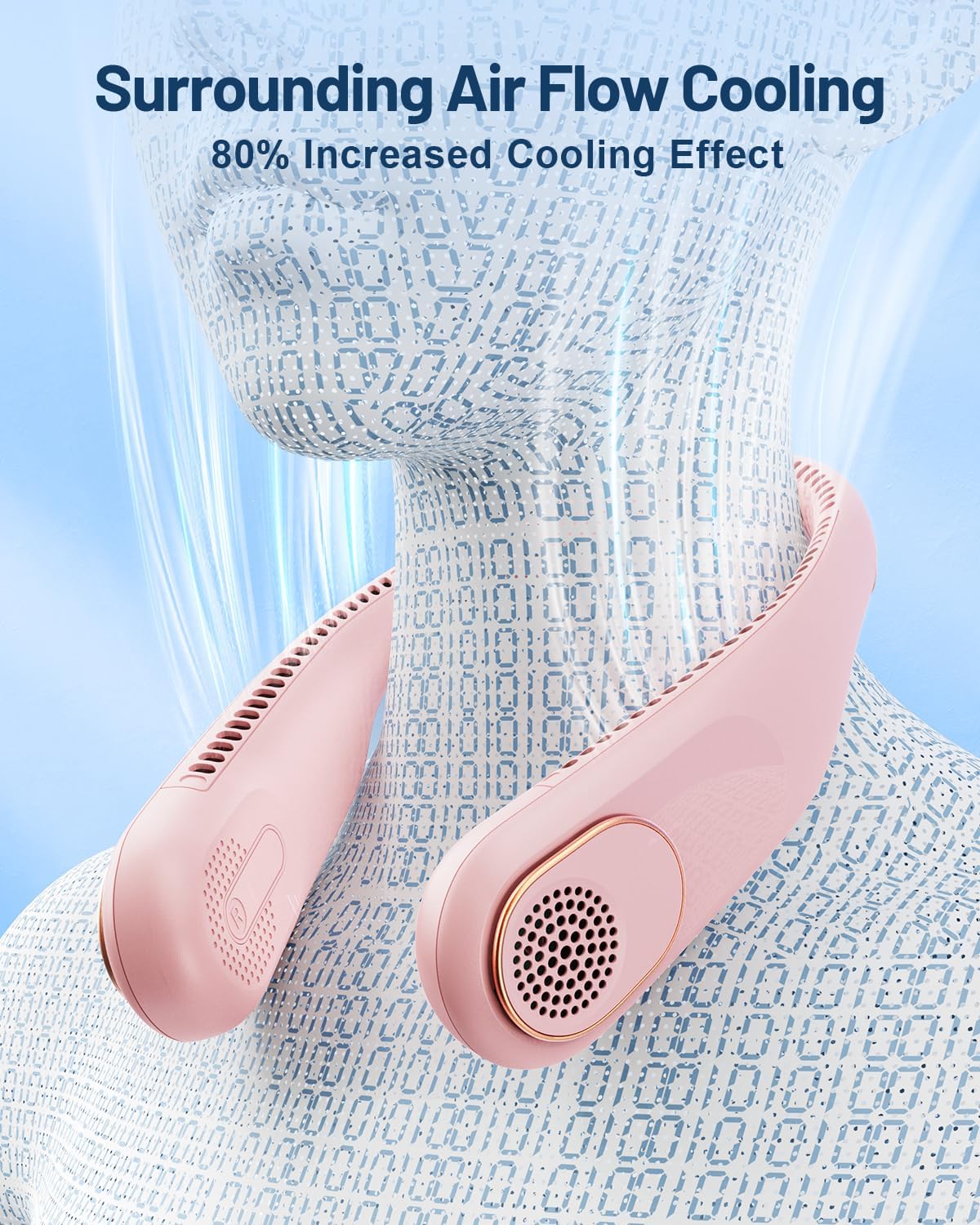 Sweetfull Portable Neck Fan - 360° Bladeless Cooling | USB Rechargeable 4000mAh Wearable Fan for Travel & Gifts