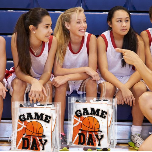Wesnoy 20 Pcs Basketball Goodie Bags Basketball Party Favor with Handles Reusable Sport Themed Treat Bags for Candy Birthday Party Supplies 8 x 8 x 3.15''