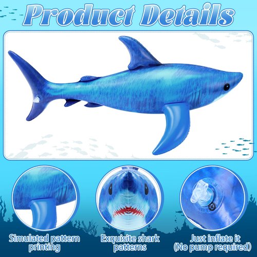 Leyndo 6 Pieces 23.6 Inch Summer Shark Pool Decorations Large Shark Pool Beach Balls Birthday Party Decorations Animal Ornament for Birthday Party Decor Supplies Gift