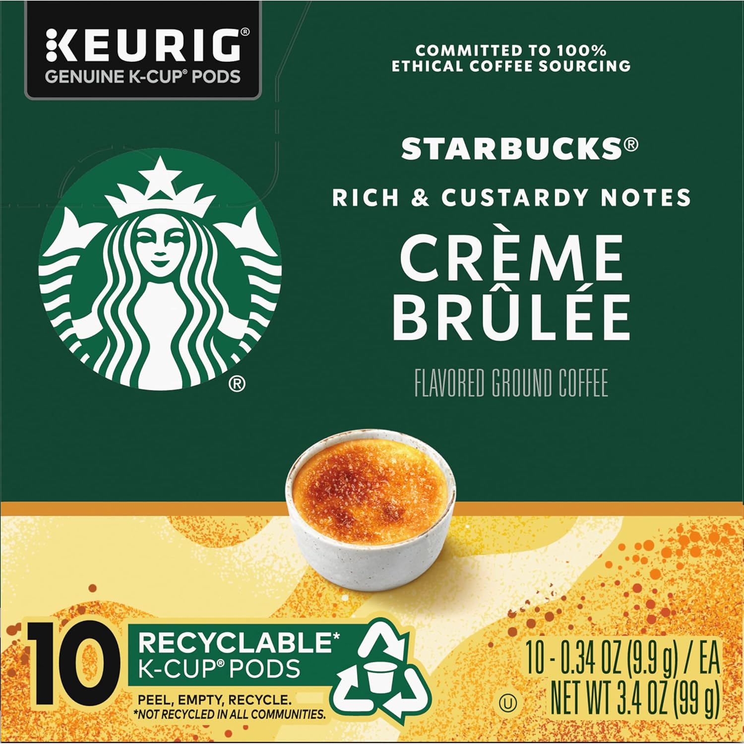 Starbucks Crème Brûlée Flavored Blonde Roast Coffee Pods | 10 Count - Pack of 2 for Keurig Brewers