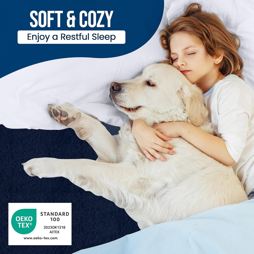Utopia Bedding Waterproof Full Size Mattress Protector - Soft Terry Cover with Deep Pockets (Navy Blue)