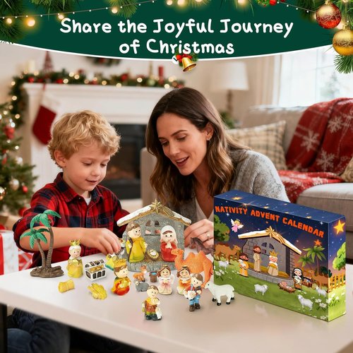 Little People Nativity Advent Calendar - 24-Day Countdown to Christmas | Religious Jesus Birth Scene for Kids & Adults