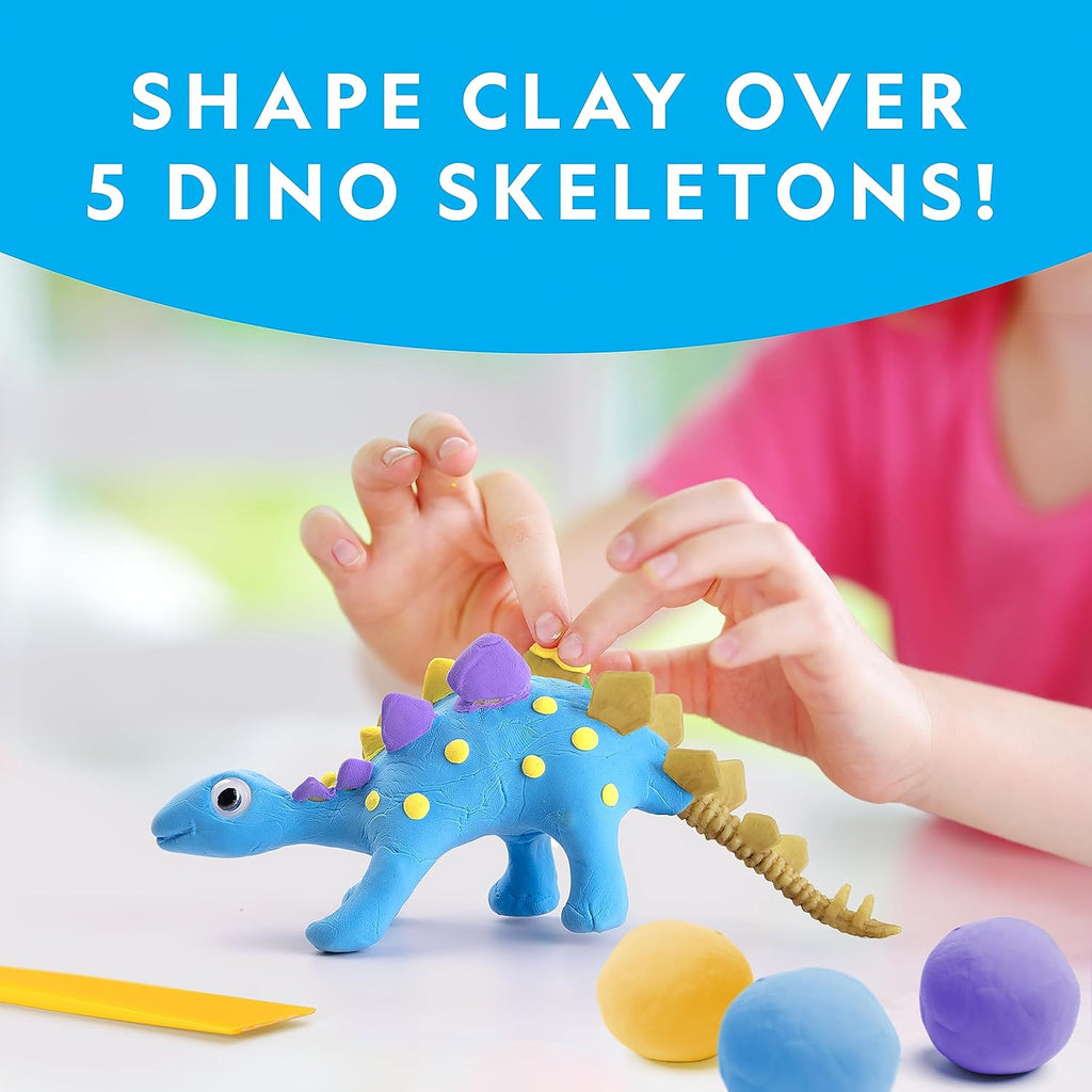 National Geographic Clay Dinosaur Arts & Crafts Kit - Air Dry Clay with 5 Colors & Dino Skeletons for Kids Ages 4-10