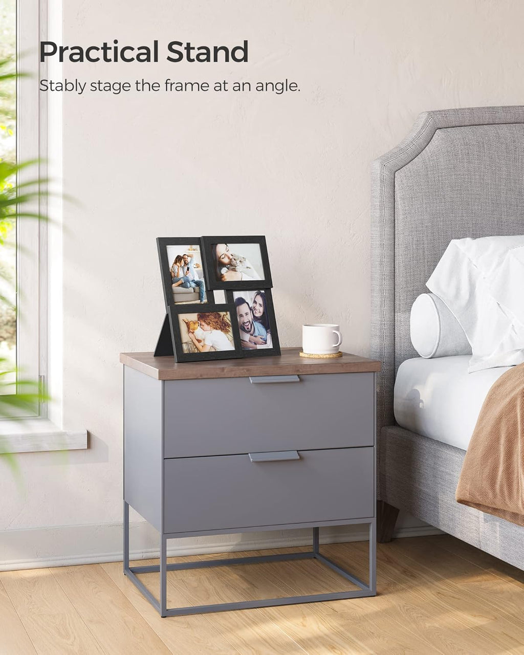SONGMICS Collage Picture Frames - Set of 4, 4x6 Multi-Photo Wall Decor in Ink Black | Stylish Gallery Display