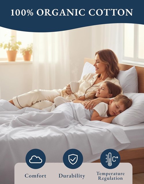 LANE LINEN King Bed Sheets Set - Eco-Friendly 100% Organic Cotton, Soft & Comfy with 15" Deep Pockets