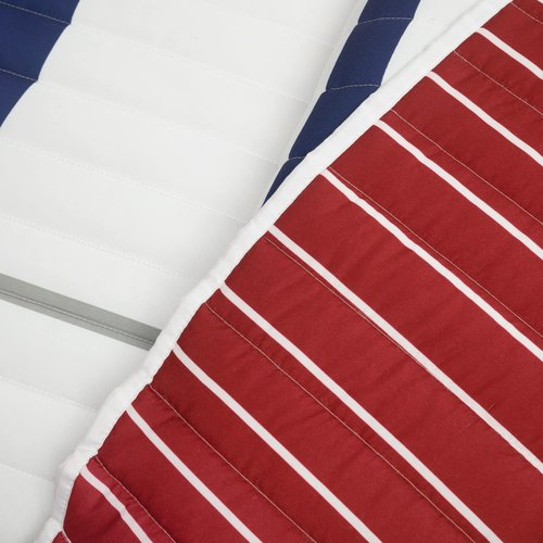 Lush Decor Baseball Game Reversible Quilt Twin Size 4 Piece Set White & Red - Toddler Bedding Set Twin Quilt - Sports Bedroom Decor - Baseball Bedding