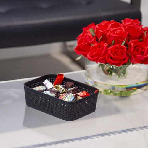 BINO Woven Plastic Basket - Stylish Home Organization | XS Black, 5-Pack | Space-Saving Design