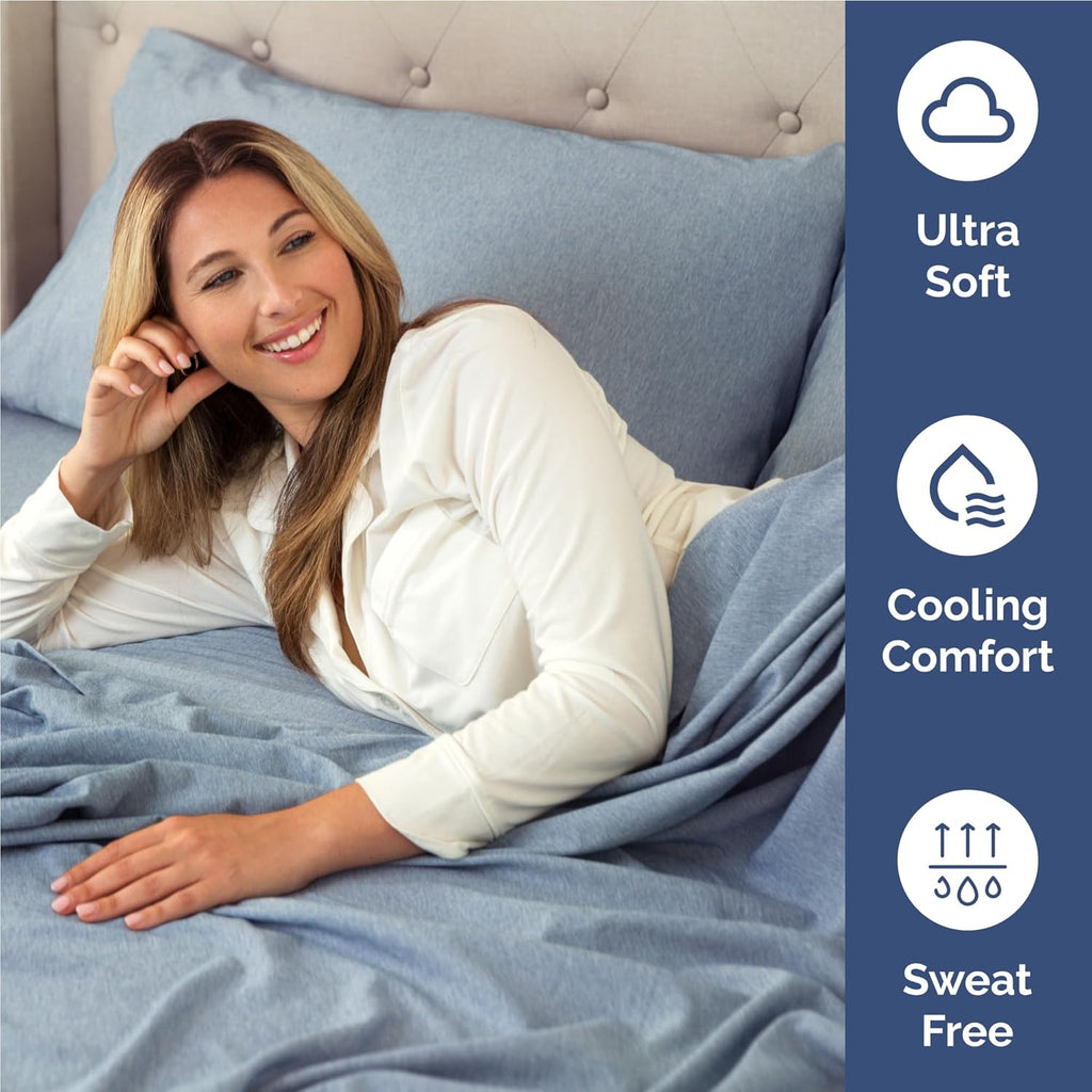 Skiennix Twin XL Sheet Set - Comfy Breathable Cooling Bedding - Luxury Hotel Quality - Deep Pockets, Wrinkle-Free, Blue