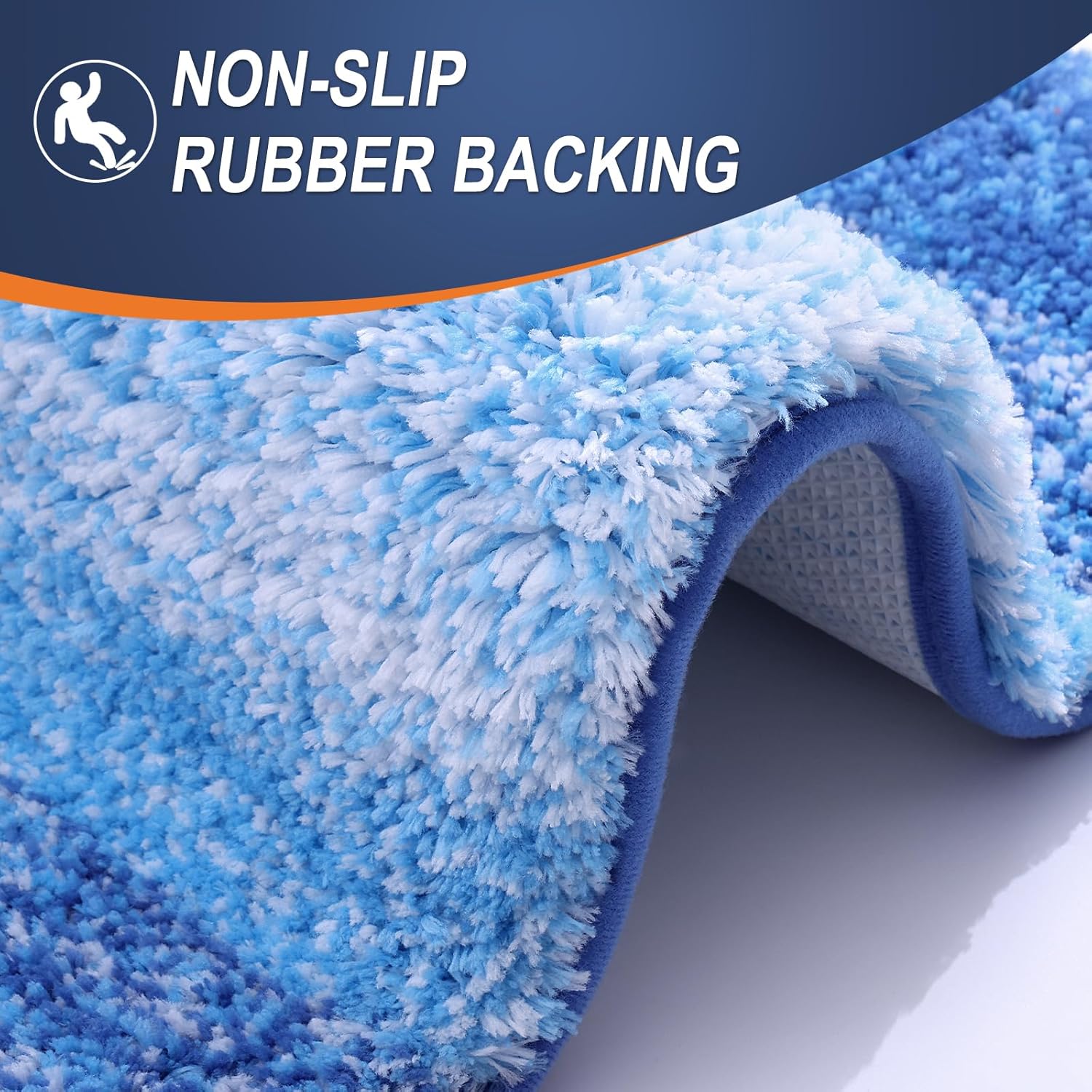 OLANLY Bathroom Rugs - Extra Soft Microfiber Mat 36x24 | Quick Dry, Washable, Rubber Backing, Light Royal Blue