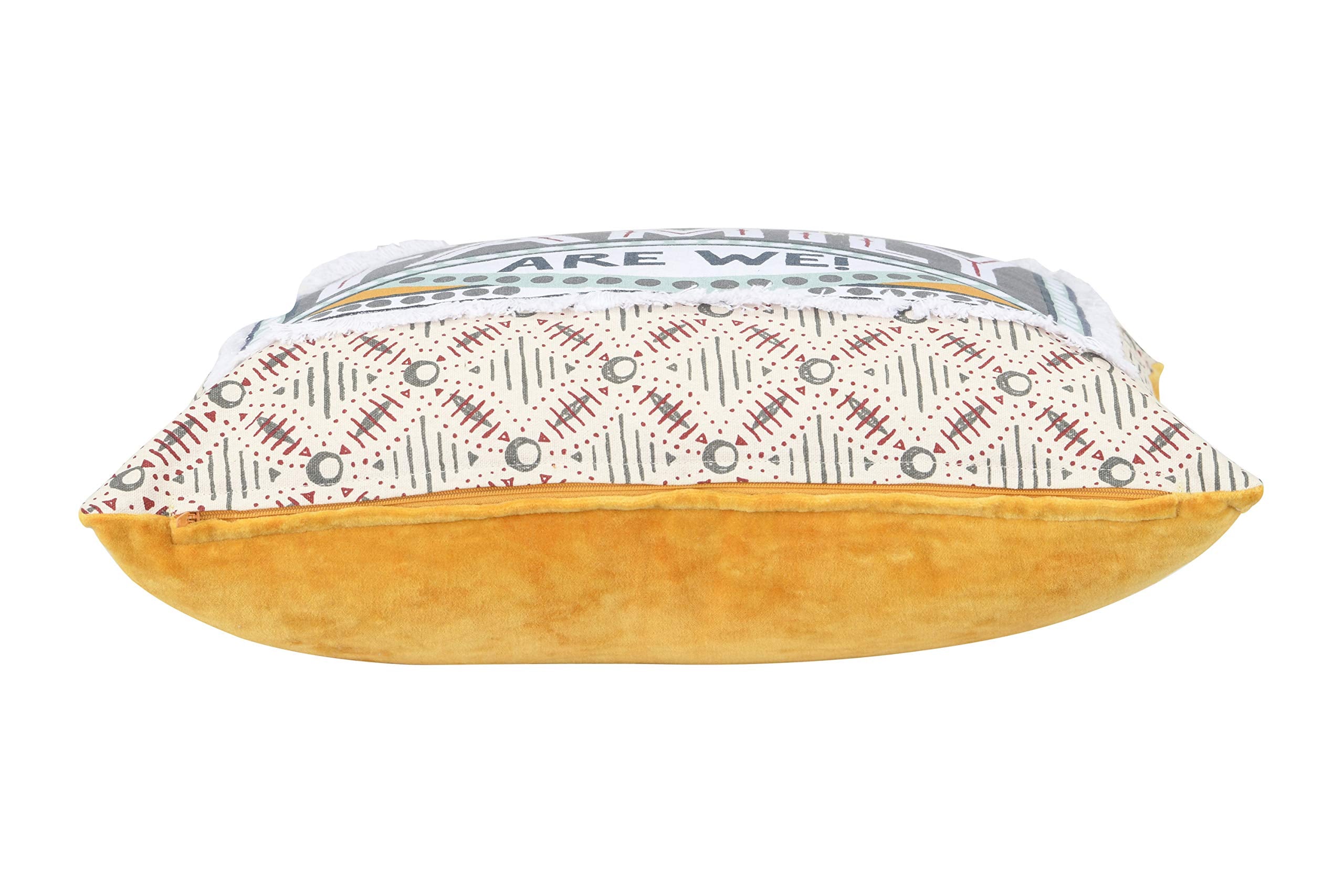 Creative Co-Op One Happy Family are We! Reversible Cotton Stamp Pillow with Solid Back (DF2555)
