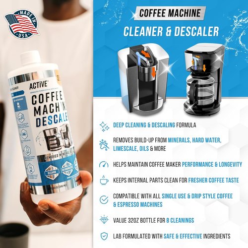 ACTIVE Coffee Machine Descaler - 32oz Limescale Remover for Keurig, Nespresso, Breville, Delonghi & More
