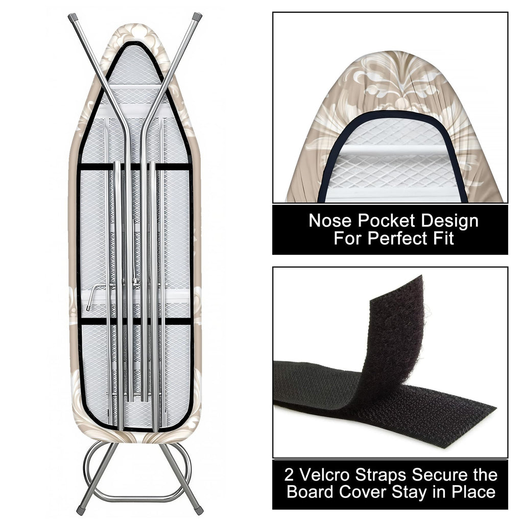 Ironing Board Cover 15"x54" Standard Size Replacement Thick Iron Board Covers Heavy Duty Non-Slip Board Cover Fitted with Elastic Edges and Velcro Straps