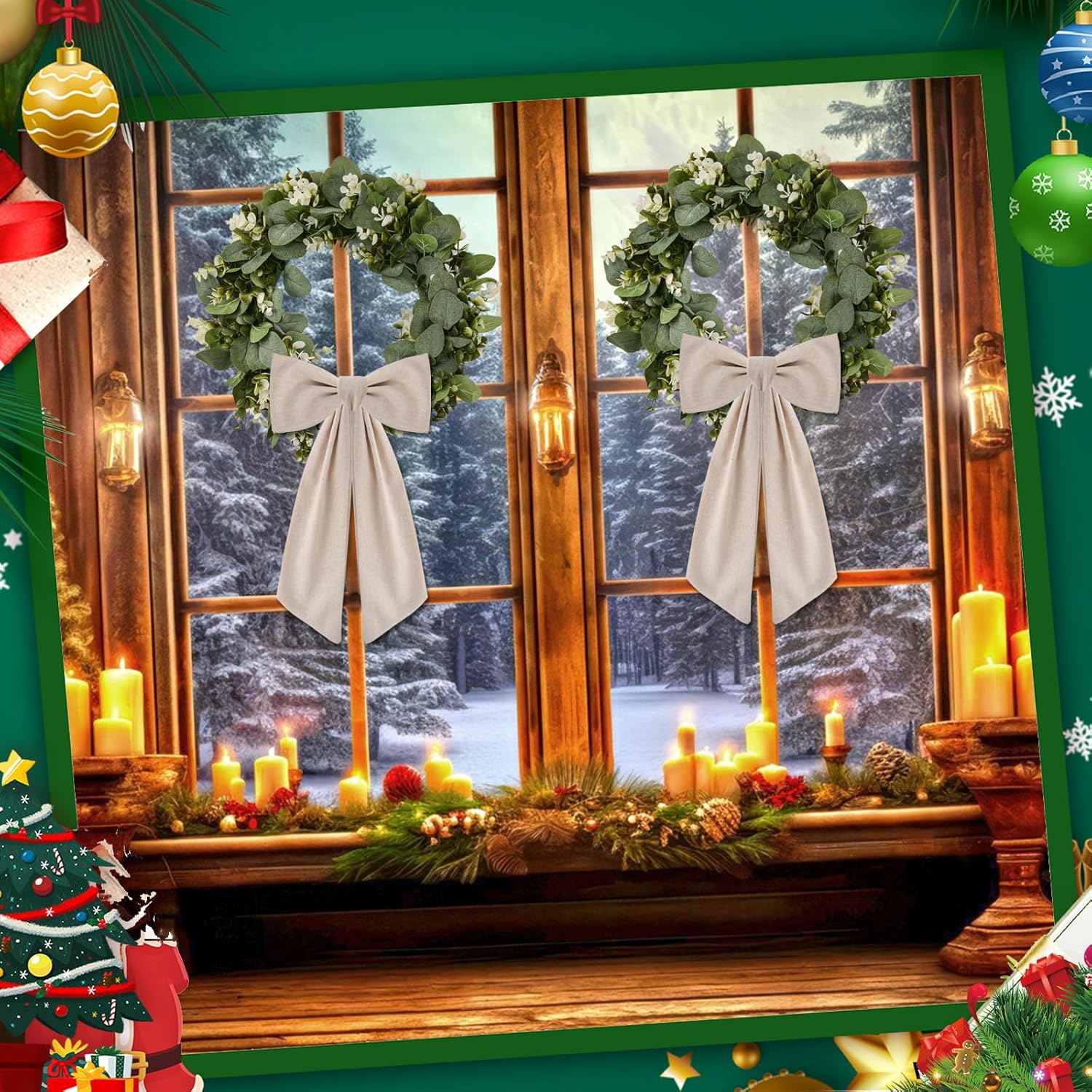 Skiennix Wreath Sash - 2 Pack Boxwood Garland for Front Door Decor | Burlap Design