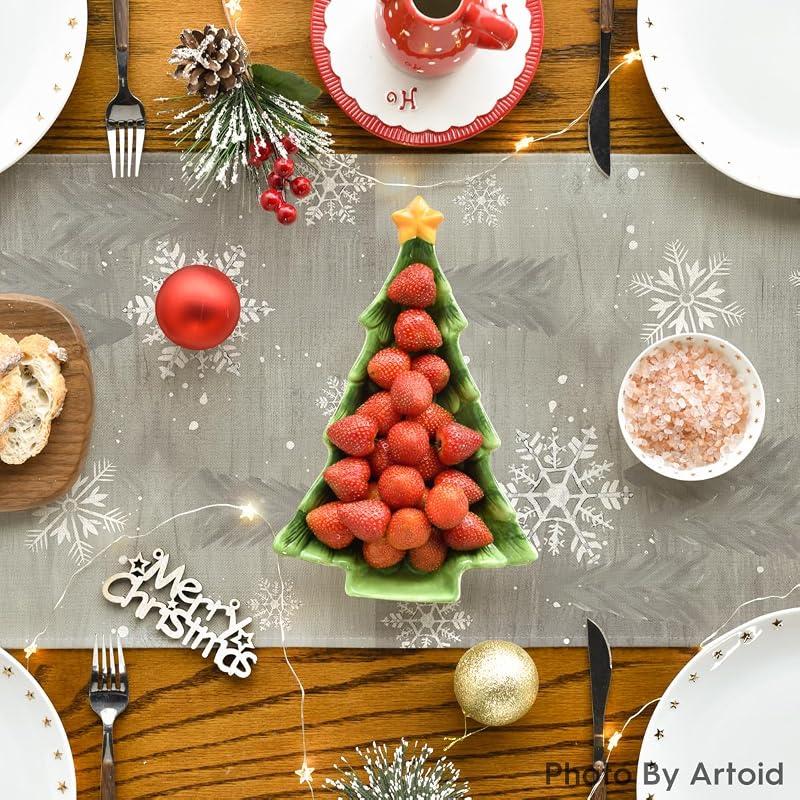 Artoid Mode 13 x 90 Inch Christmas Table Runner - Silver Variation