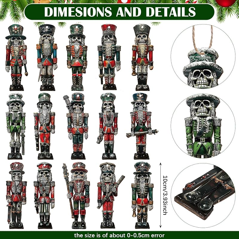 Nutcracker Horror Christmas Ornaments 30 Pcs — Skeleton Nutcrackers (Variation: Nutcracker)