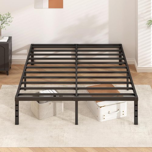 HLIPHA Metal Platform Bed Frame - 14 Inch Tall Queen Size with Heavy Duty Support Slats - Easy Assembly, Black