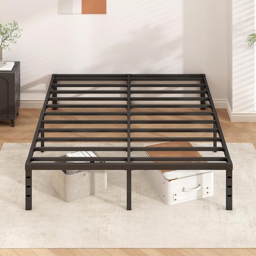 HLIPHA Metal Platform Bed Frame - 14-Inch Tall King Size | Heavy-Duty Support Slats, No Box Spring Needed, Easy Assembly, Black