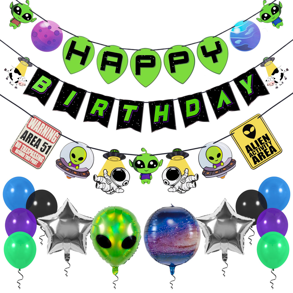 Pirese Alien Party Decorations, Alien Birthday Decorations, UFO Party Decorations | Space Birthday Decorations | Space Themed Party Decorations | Alien Birthday Banner | Alien Party Supplies | Area 51