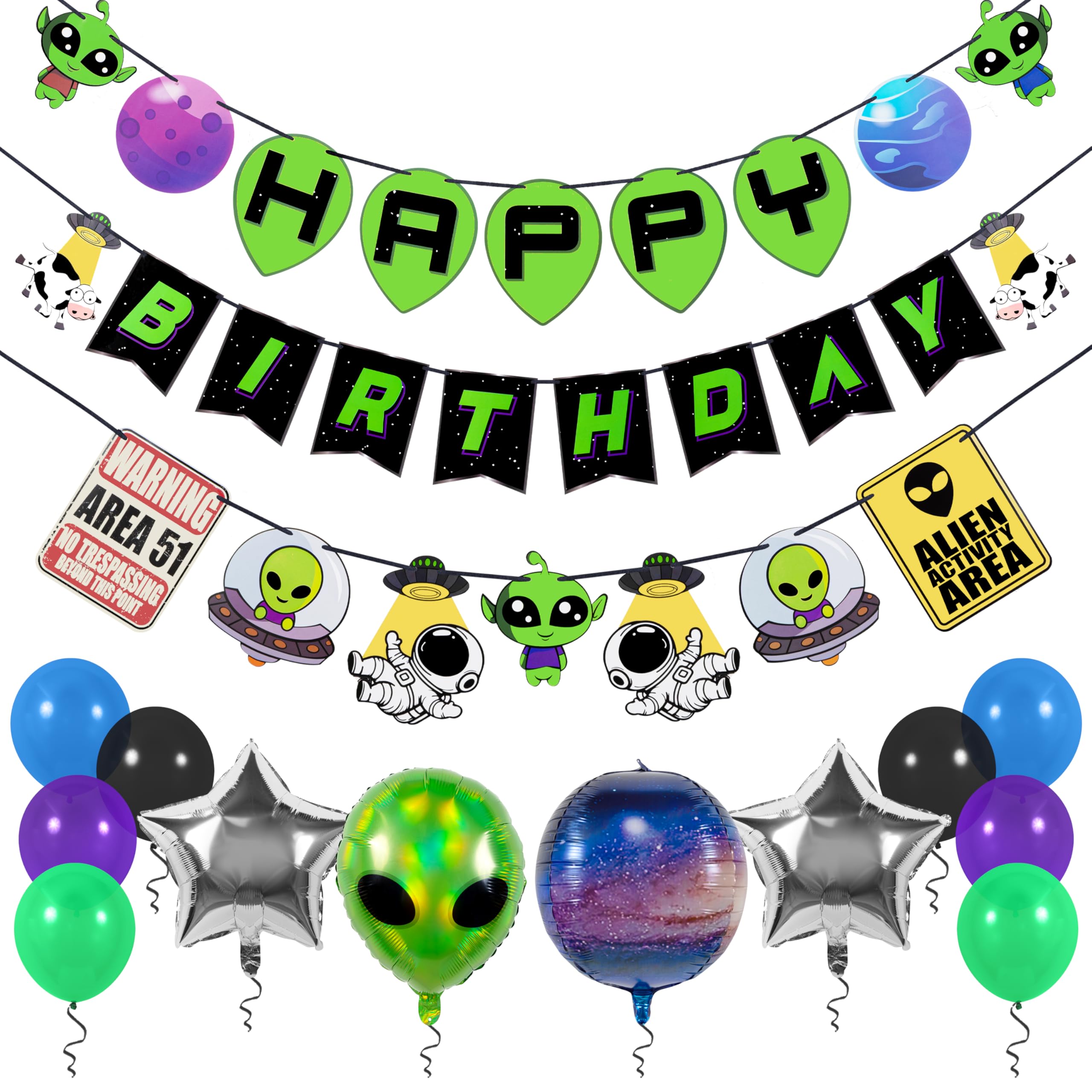 Pirese Alien Party Decorations, Alien Birthday Decorations, UFO Party Decorations | Space Birthday Decorations | Space Themed Party Decorations | Alien Birthday Banner | Alien Party Supplies | Area 51