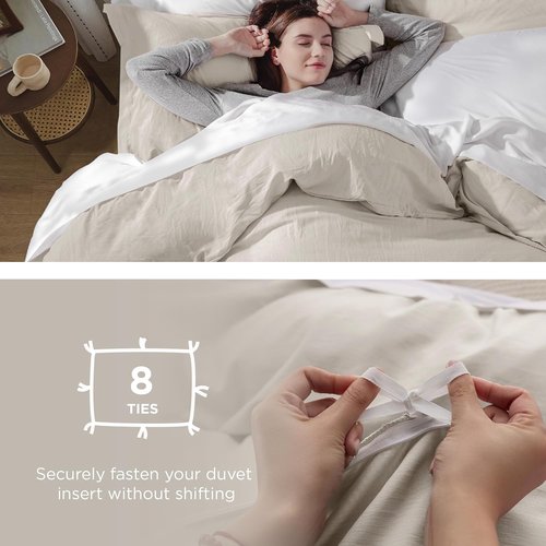 Bedsure Duvet Cover Set - Extra Soft Queen Size 3-Piece Bedding Set with Zipper Closure | Linen 90x90 Inches