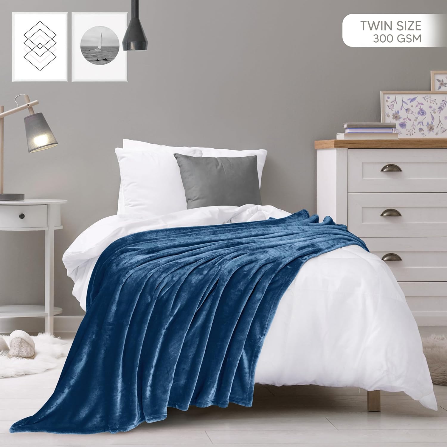 Utopia Bedding Fleece Blanket - Luxury Royal Blue Twin Size Microfiber | Soft, Anti-Static, 300GSM (60x80 Inch)