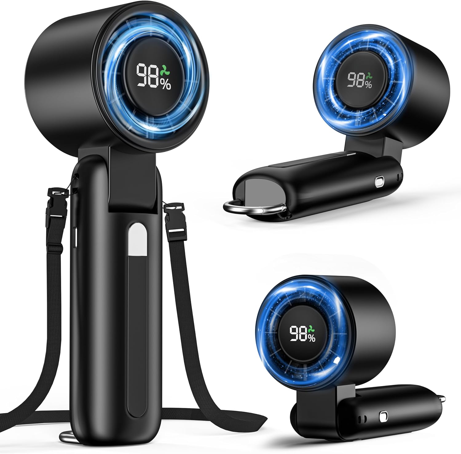 Turbo Fan 4-in-1 Portable Handheld | 180° Foldable Mini Fan with 6 Speeds & 5000mAh Battery