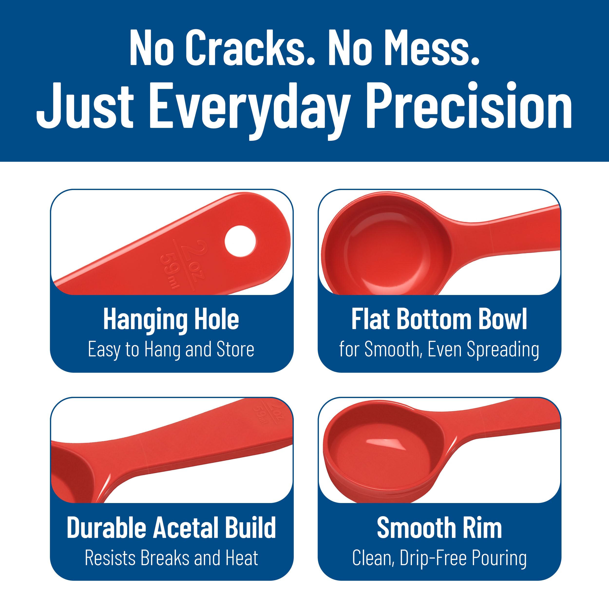 Carlisle FoodService Products Measure Miser Solid Measuring Spoon with Short Handle, 2 Ounces, Red (Pack of 12)