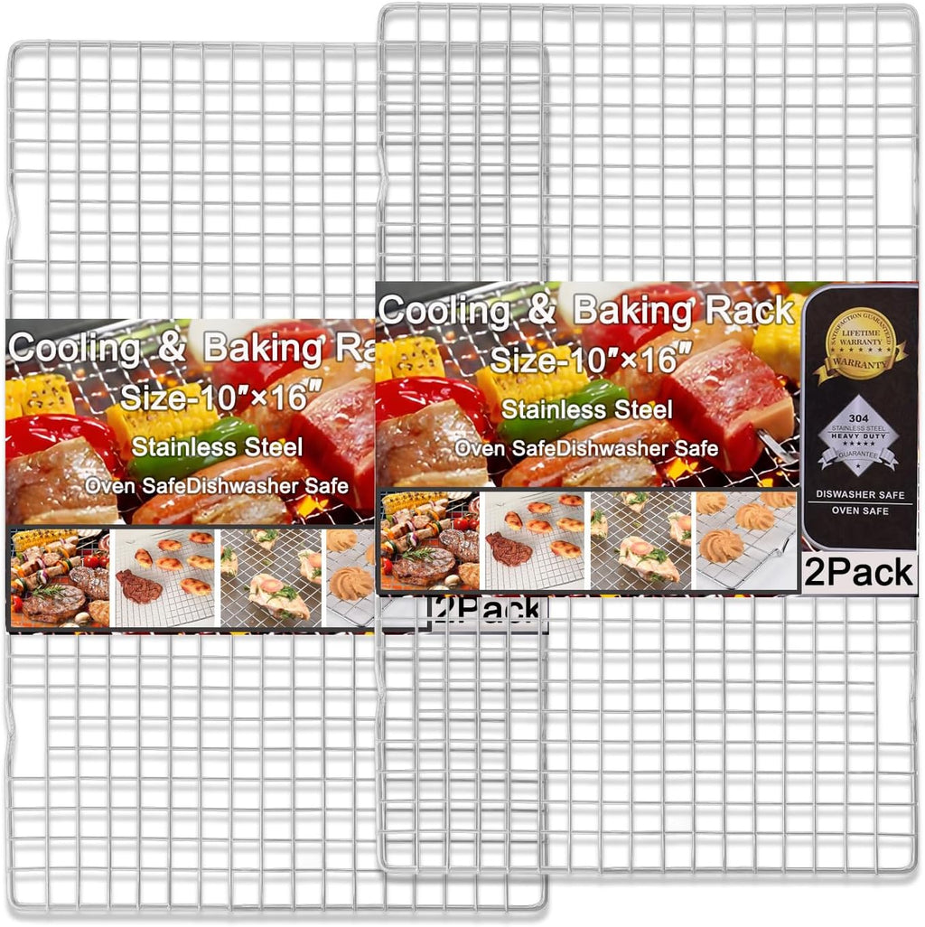 Regine Switzerland Cooling Rack Set - 10" x 15" Stainless Steel Cookie Racks with Cleaning Brush