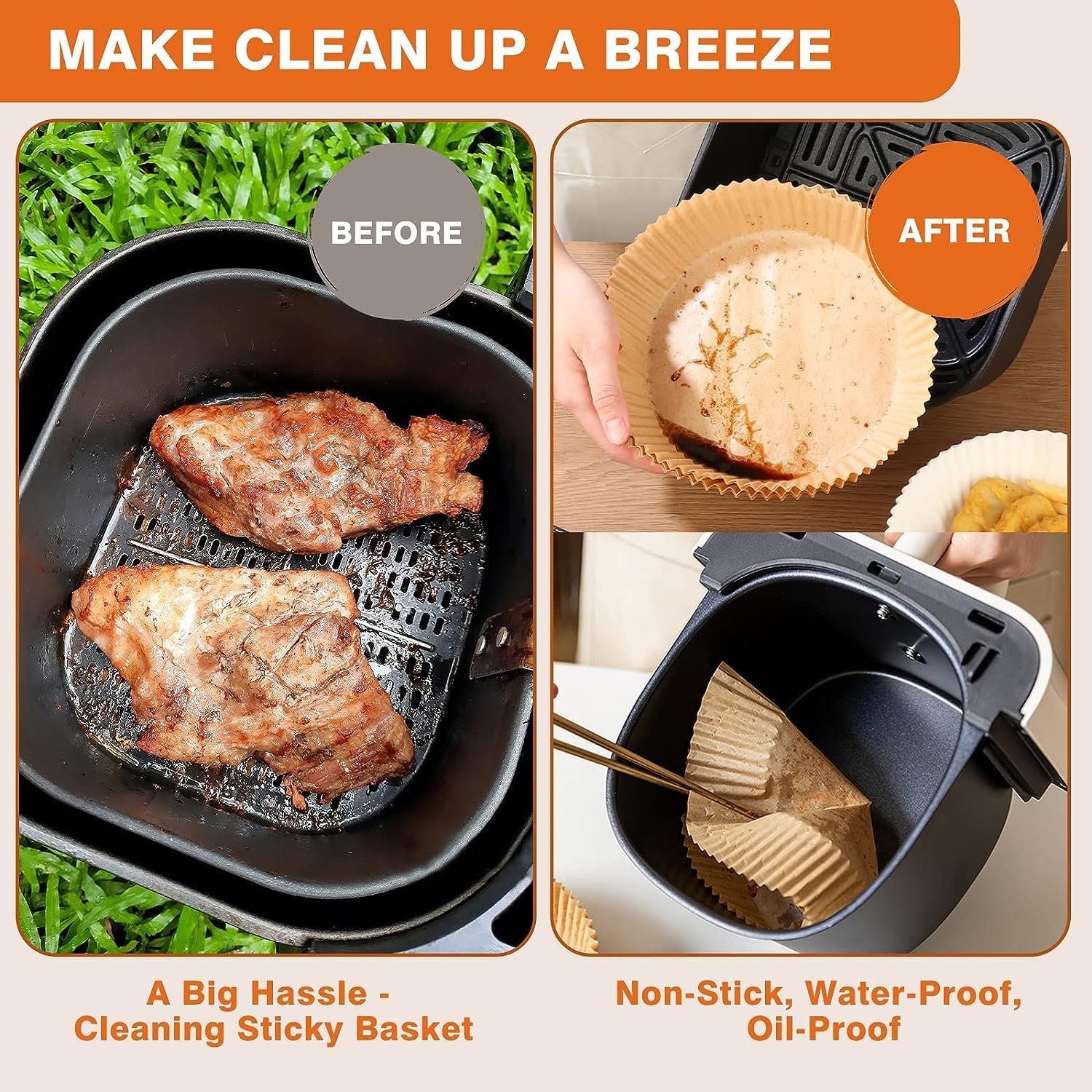 Vailnd 9-Inch Round Air Fryer Liners - 125PCS Non-Stick Parchment Paper, Oil Resistant & Food Grade