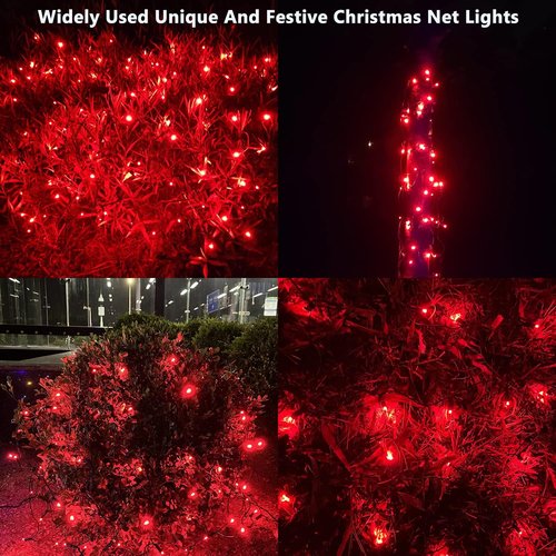 HISHINY LED Red Christmas Net Lights - 100 LED Connectable Indoor/Outdoor Mesh Decor | 5ft x 5ft