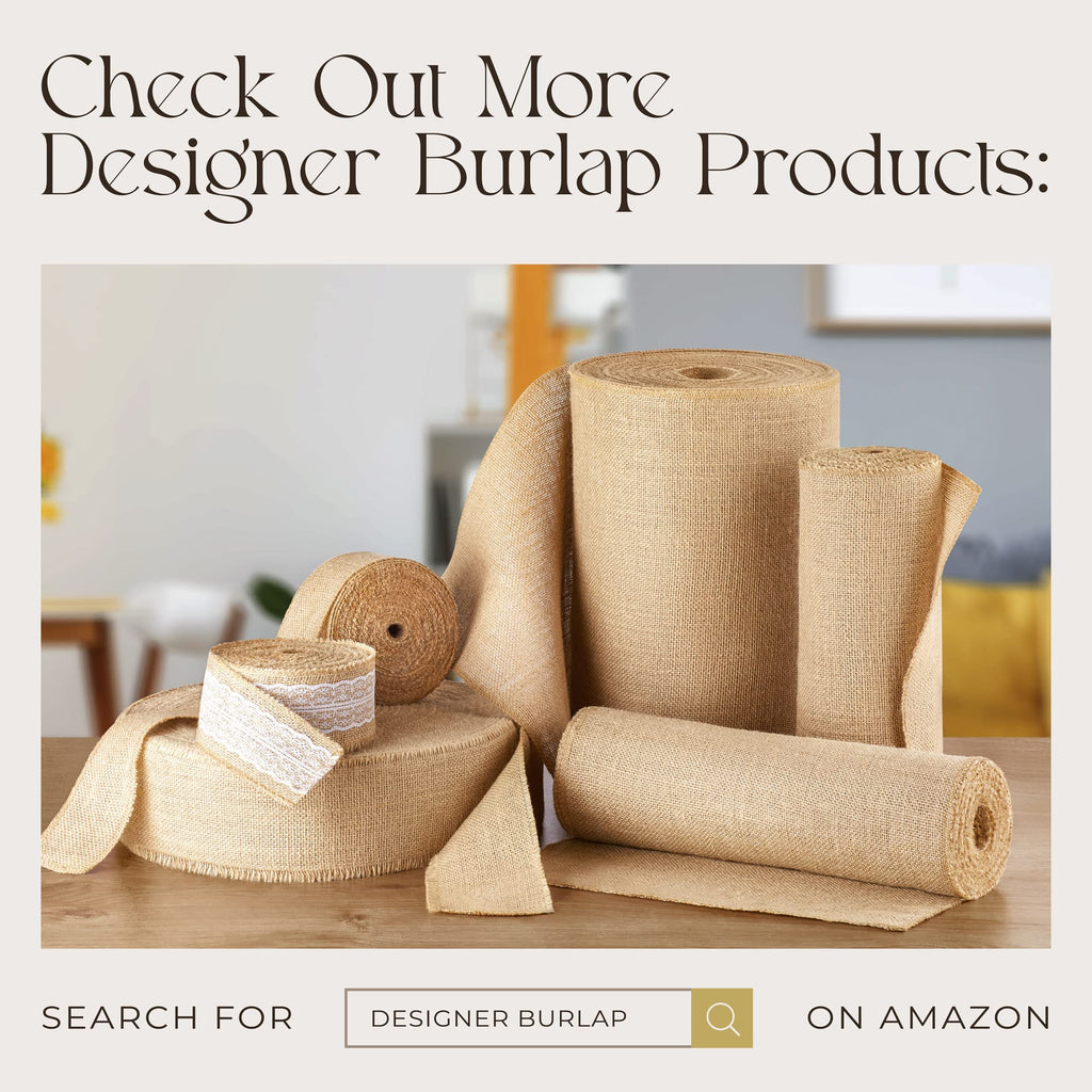 Designer Burlap Table Runner - For Farmhouse-Style Dining Room - Woven Jute Fabric Placemats or Centerpieces - Rustic Home Decor for Coffee, Tea, & Outdoor Tables - Long Roll, 14 Inches x 50 Yards