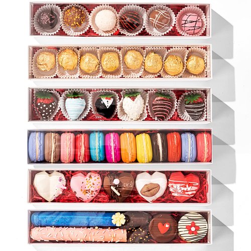 JCXGRVC 15Pack 12x2¼x2 Inches Strawberry Boxes Macaron boxes Chocolate Truffle Boxes Cookies boxes Bakery Boxes with Clear Window