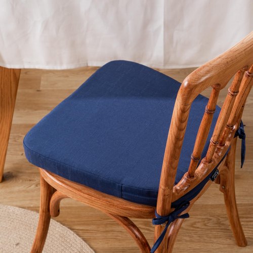 Battilo Chair Cushions for Dining Chairs with Ties, Kitchen Chair Pad with Non-Slip Backing and Removable Cover, Indoor/Outdoor Dining Seat Cushion, 16"x16"x2", Set of 4, Navy