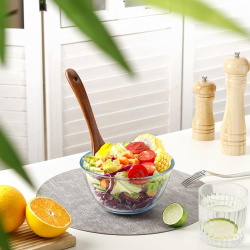NUTRIUPS 30oz Small Glass Mixing Bowls Borosilicate 6.1in Glass Salad Bowl Clear Prep Bowls for Bread, Set of 2