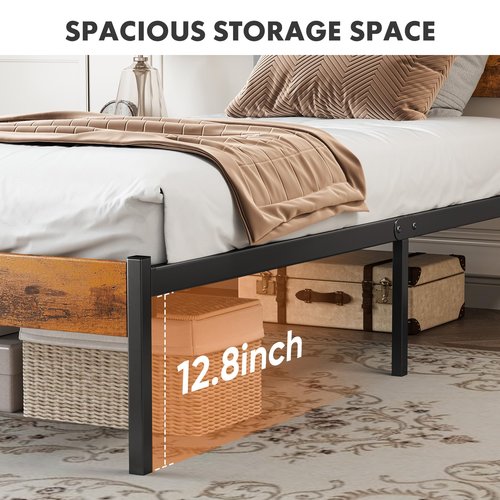 Sweetcrispy Twin Size Metal Platform Bed Frame - Mattress Foundation with Headboard and and Footboard, No Box Spring Needed with 700LBS Sturdy Wooden Slats Support, Noise Free, Easy Assembly