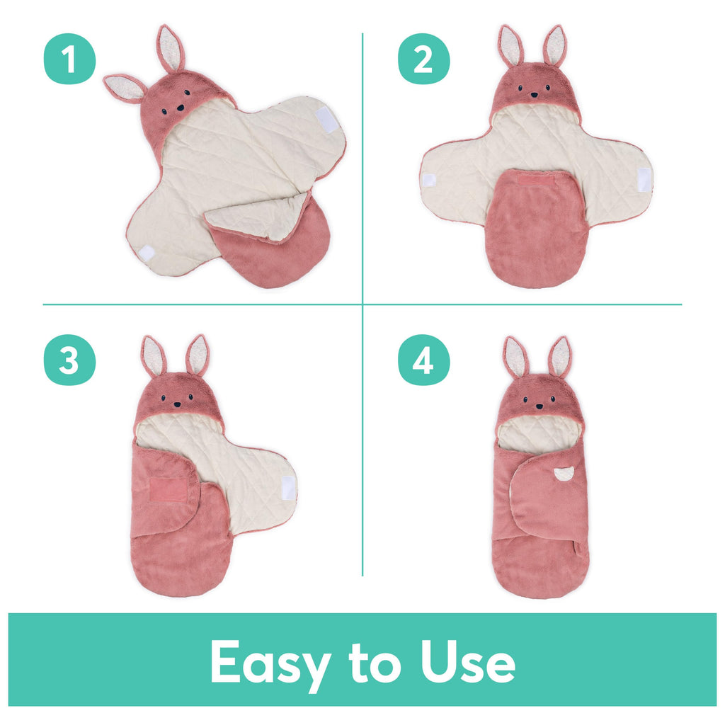 GUND Baby Oh So Snuggly Bunny Blanket Wrap, Plush Hooded Baby Blanket Wrap for Newborns, Pink/Cream, 26”