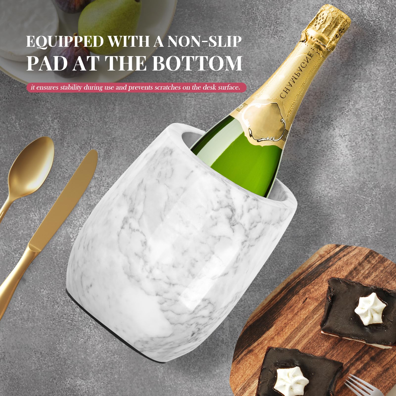 ZORMY Premium Marble Wine Chiller Bucket, Wine and Champagne Cooler, Wine Bottle Ice Chiller, 750ml Bottle Cooler, Home Bar & Kitchen Decor, Ideal Gift for Wine Lovers