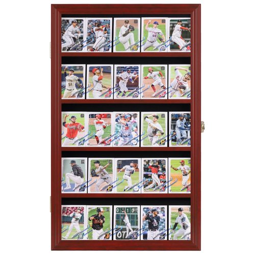 20 Hockey Puck Display Case Cabinet Holder Wall Rack 98% UV Protection Also Fits Pucks in Square Plastic Case (Mahogany Finish)