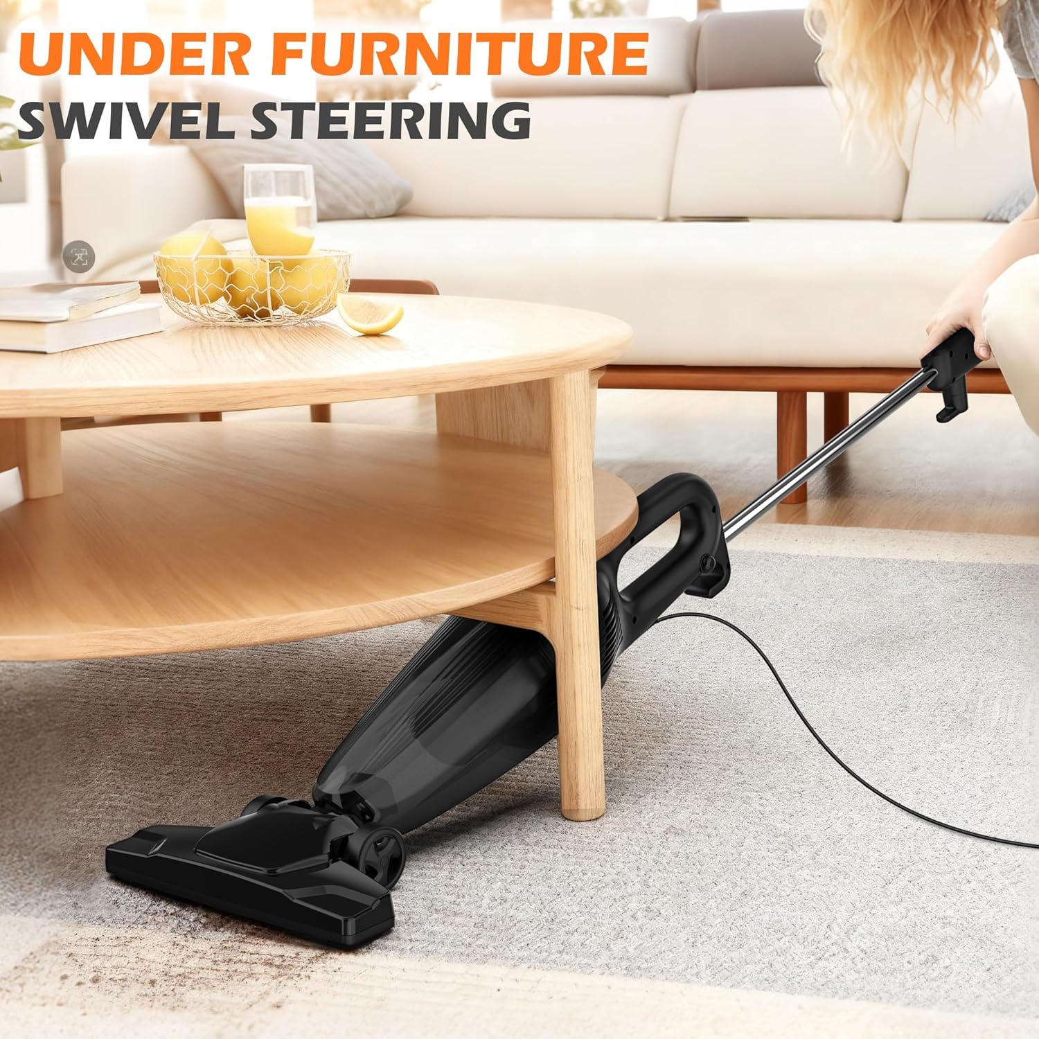 Zefiro Lightweight Corded Stick Vacuum - High Suction Bagless Cleaner for Carpets & Hard Floors | Portable for Home & RV