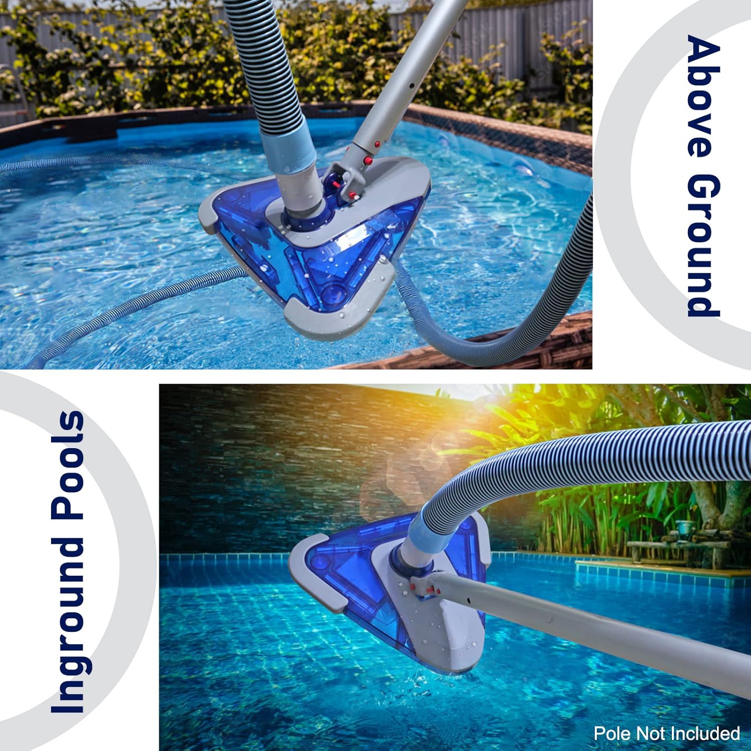 POOLWHALE Swimming Pool Vacuum Hose - 1.5-Inch x 24-Feet with Swivel Cuff & Weighted Head | Ideal for Above Ground & Small Inground Pools