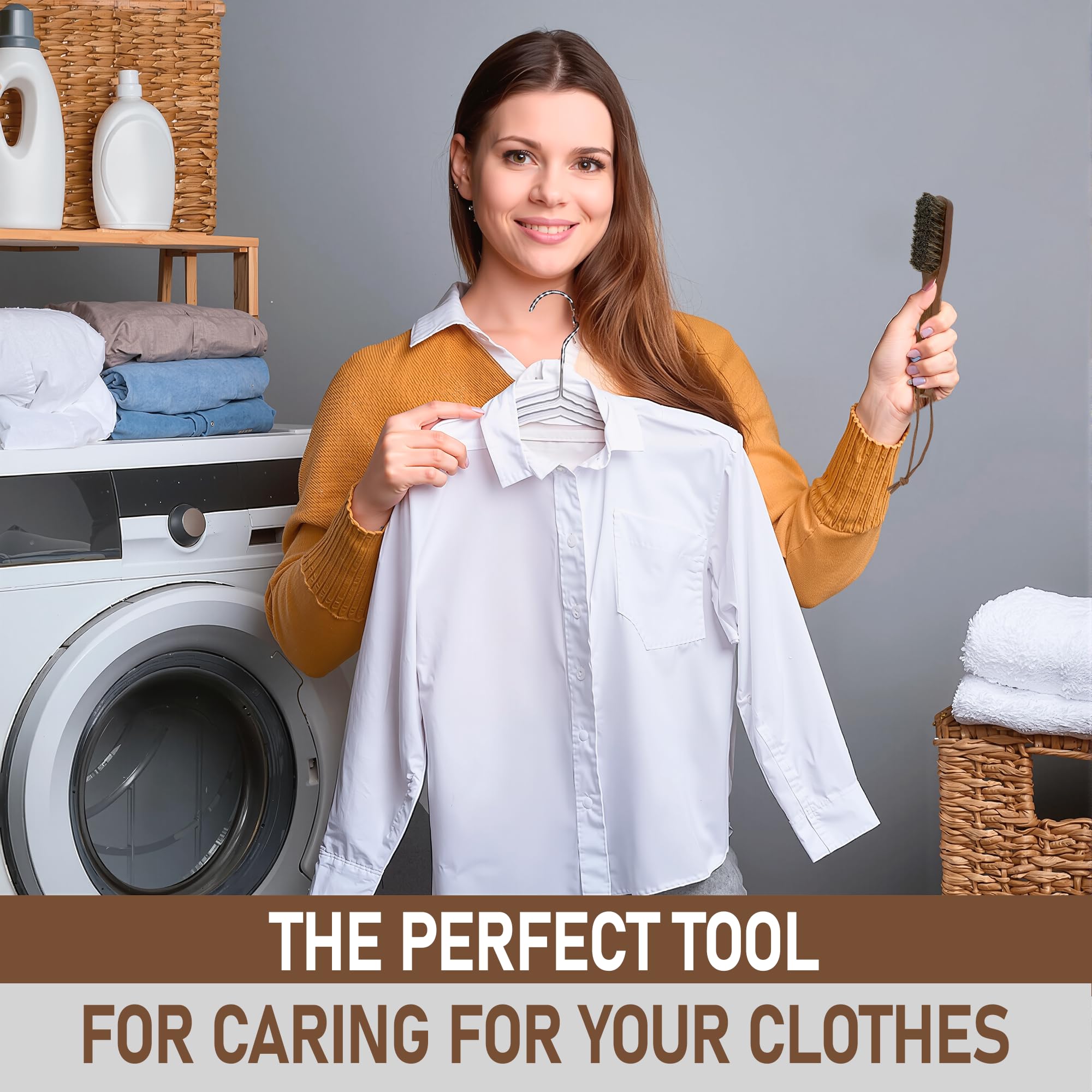 Takavu Horsehair Laundry Stain Brush Set (2 Pack) - Soft Bristle Spot Cleaner for Delicate Fabrics, Clothes Pre-Wash, Gentle Garment Care Tool