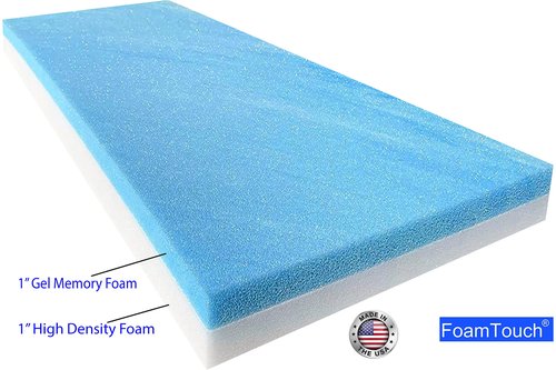 FoamTouch 2"x24"x72" Gel Memory Foam Bench Cushion Replacement Medium Firm (Seat Replacement, Upholstery Sheet, Upholstery Foam, Mattress, Sofa Cushion, Foam Rubber Padding, Couch)